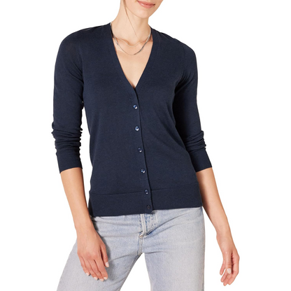 Amazon Essentials Women’s Lightweight V-Neck Cardigan-blue