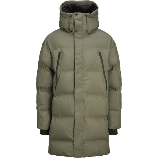 JACK & JONES Male Quilted Long Jacket-olive green