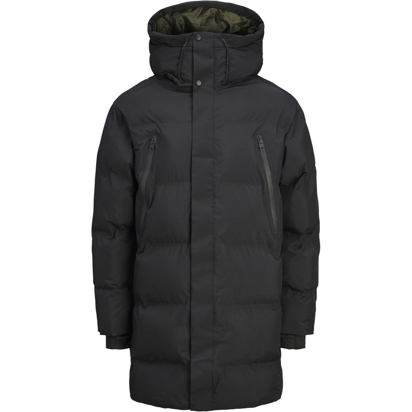 JACK & JONES Male Quilted Long Jacket-black