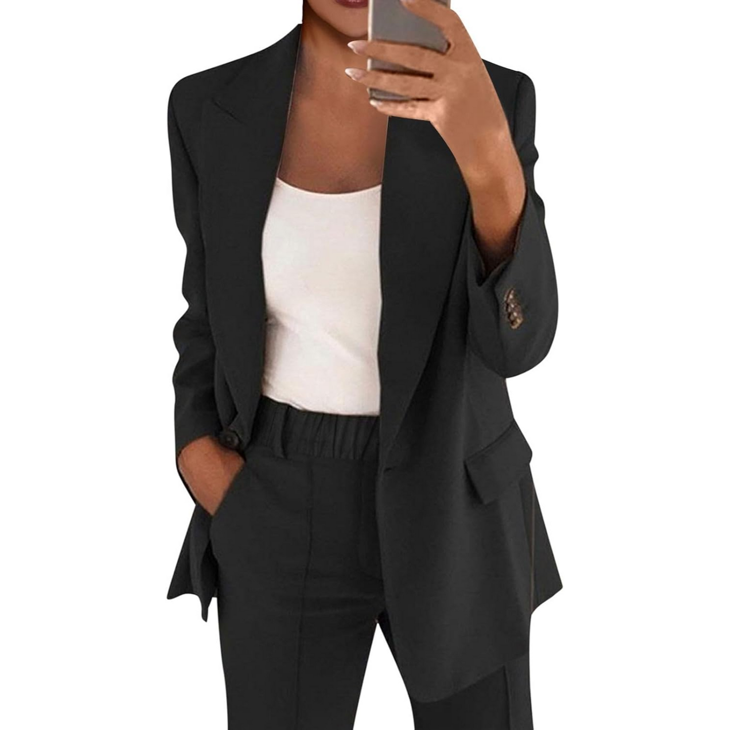 Women's Business Suit Cotton with trousers and Long Blazer