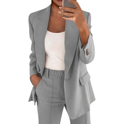 Women's Business Suit Cotton with trousers and Long Blazer