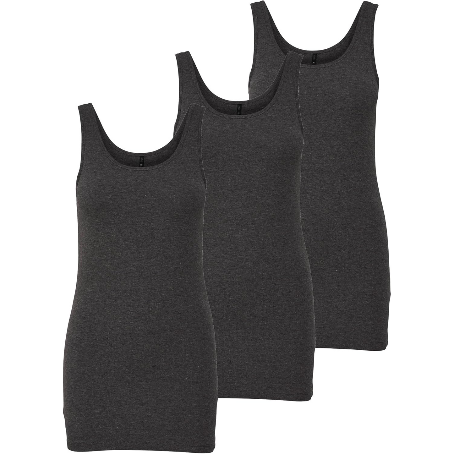 ONLY Women's Long, Basic, Summer Tank Tops, Pack of 3